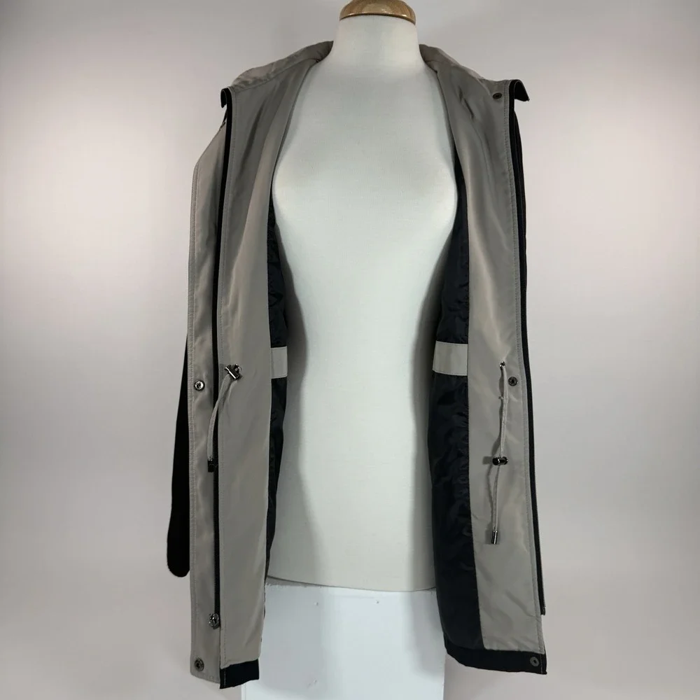 Nautica‎ Womens Rain Jacket Trench Coat Large Black Lightweight Long Sleeve